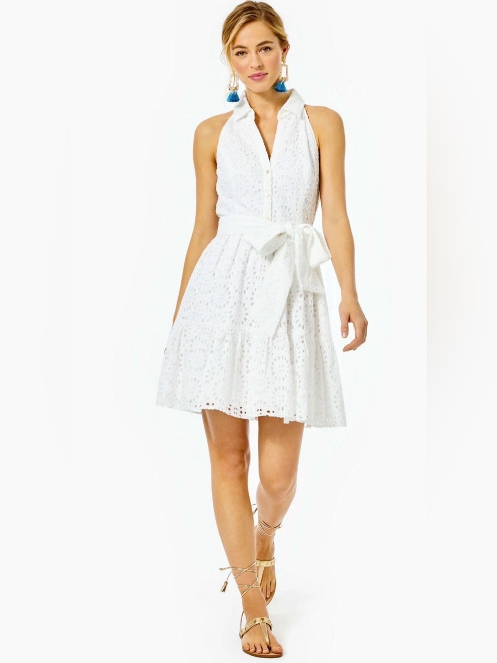 New w/Tags Lilly Pulitzer $218 Trisha Dress in Resort White eyelet Sz 14 - Picture 4 of 16